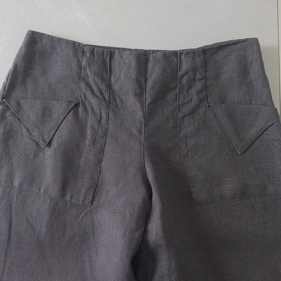 100% Linen Wide Leg Cropped Pants - Picture 7 of 9
